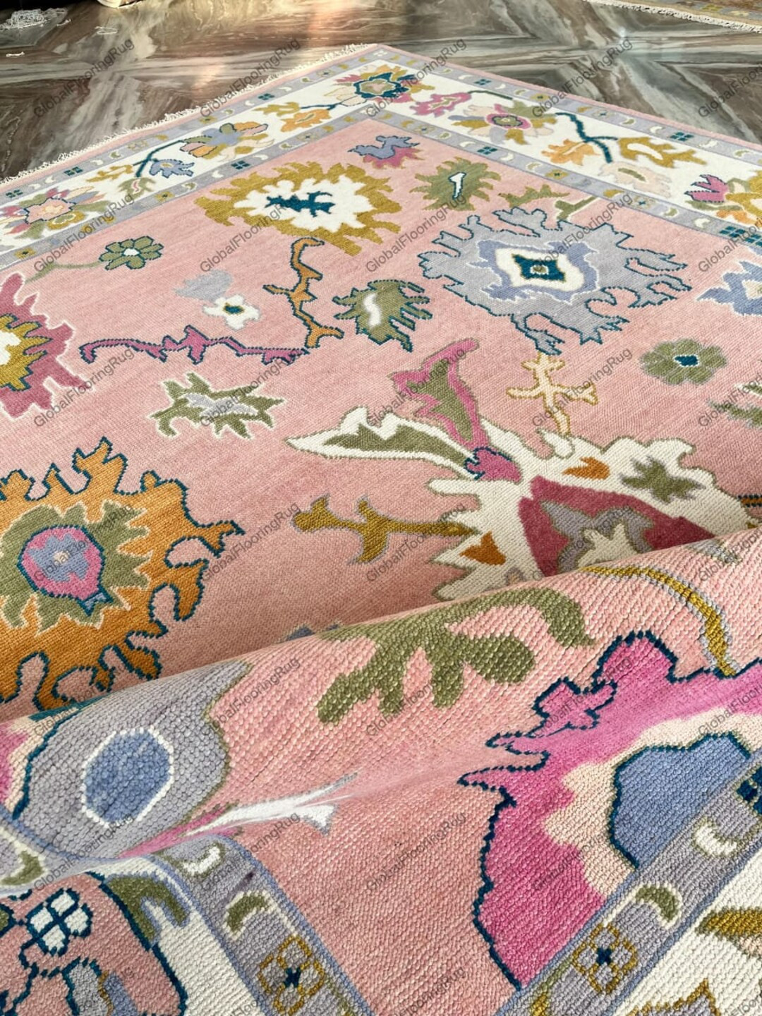 Pink Modern Oushak Hand Knotted Rug for Bedroom Kitchen and Room Kids Room Vintage Area Rug 6x9 7... | Etsy (US)