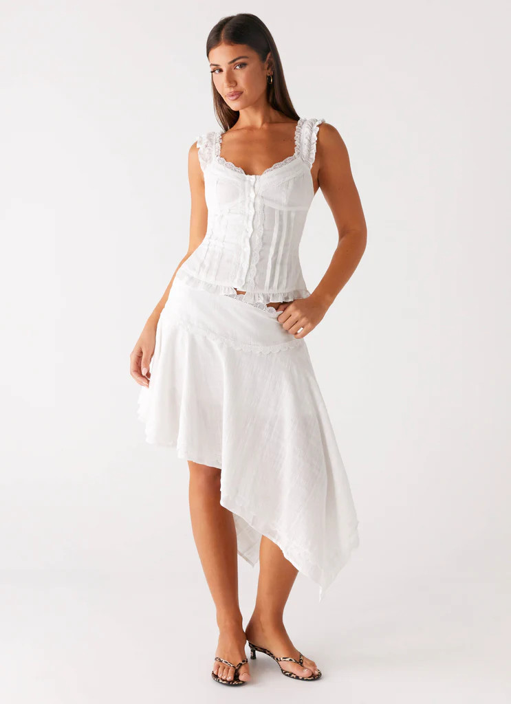 Clearwater Mist Midi Skirt - White | Peppermayo (Global)