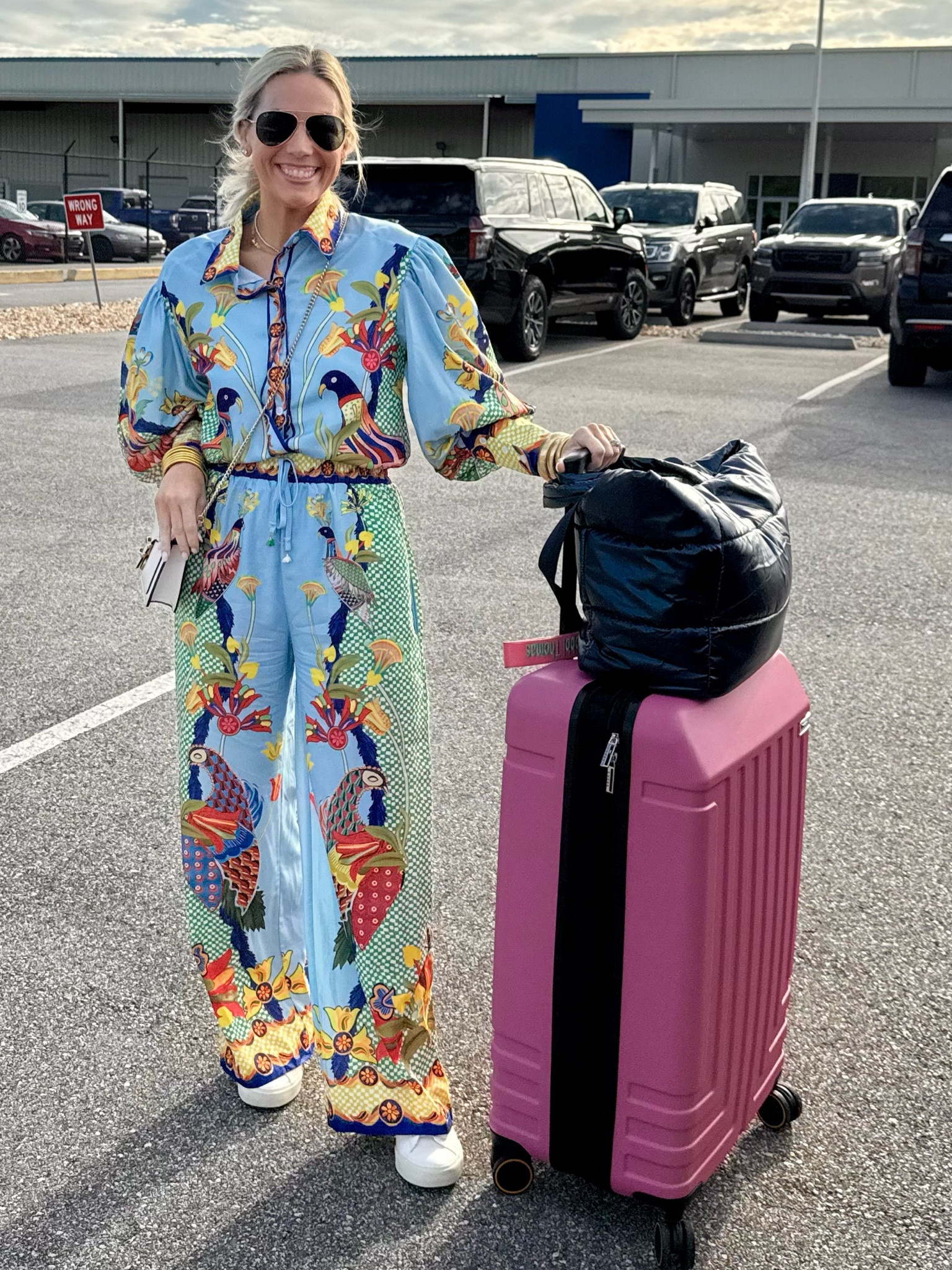 Travel day fit for San Antonio!
Set- Amazon, size small 
Sunnies: Ray Ban
Crossbody: Coach
Bag: Sprinkled with Pink
Suitcase: TJ maxx 
Jewels: Harvest, use code BOBBI15

#LTKStyleTip #LTKTravel #LTKFindsUnder100
