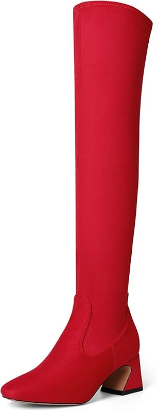DREAM PAIRS Women's Over The Knee Thigh High Boots Square Toe Long Stretch Soft Blocked Chunky He... | Amazon (US)