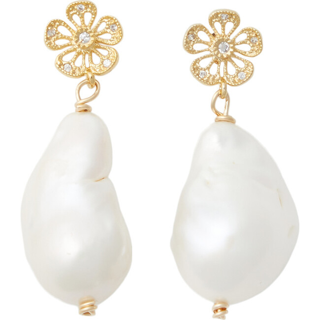 Brinker & Eliza | Women's Honeymoon Pearl And Gold Earrings (White, One Size) | Maisonette | Maisonette