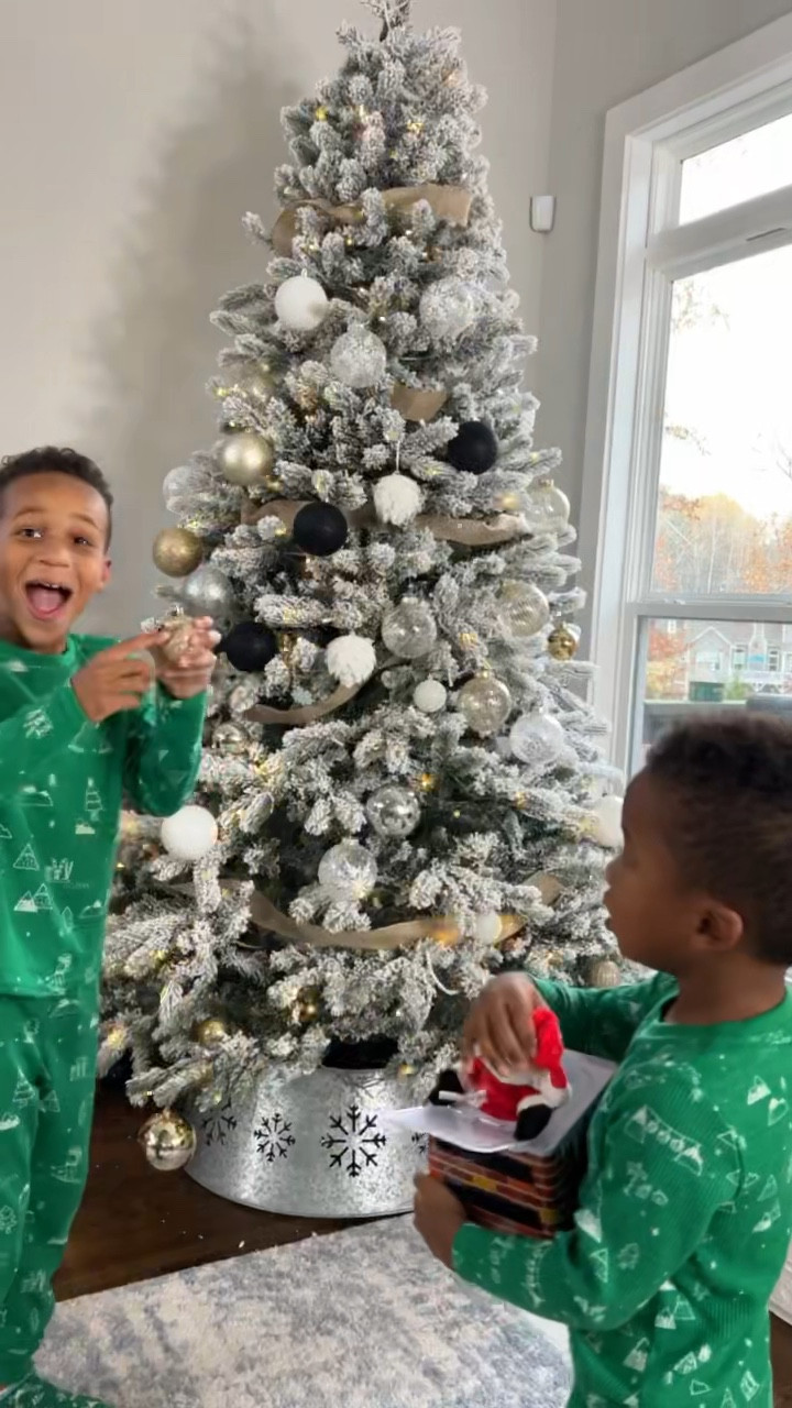 This is our first time decorating our new @kingofChristmas 8 foot King Flock Christmas Tree and we enjoyed every bit of it! 

#LTKSeasonal #LTKHoliday #LTKhome
