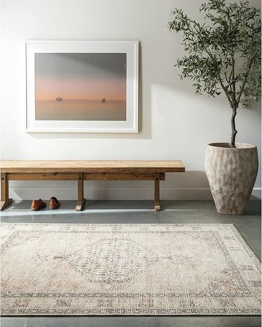 Becki Owens x Surya Lila Medallion Area Rug, 6'7" x 9', Brown | Amazon (US)