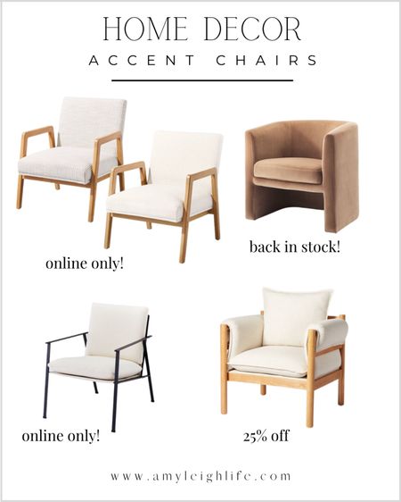 Home decor finds: accent chairs

Barrel chair back in stock, studio McGee, furniture, living room, brown chair, reading chair, wood and upholstered chair, cream chair, threshold, target decor, metal chair, black chair

#competition 

#LTKhome #LTKSale #LTKFind