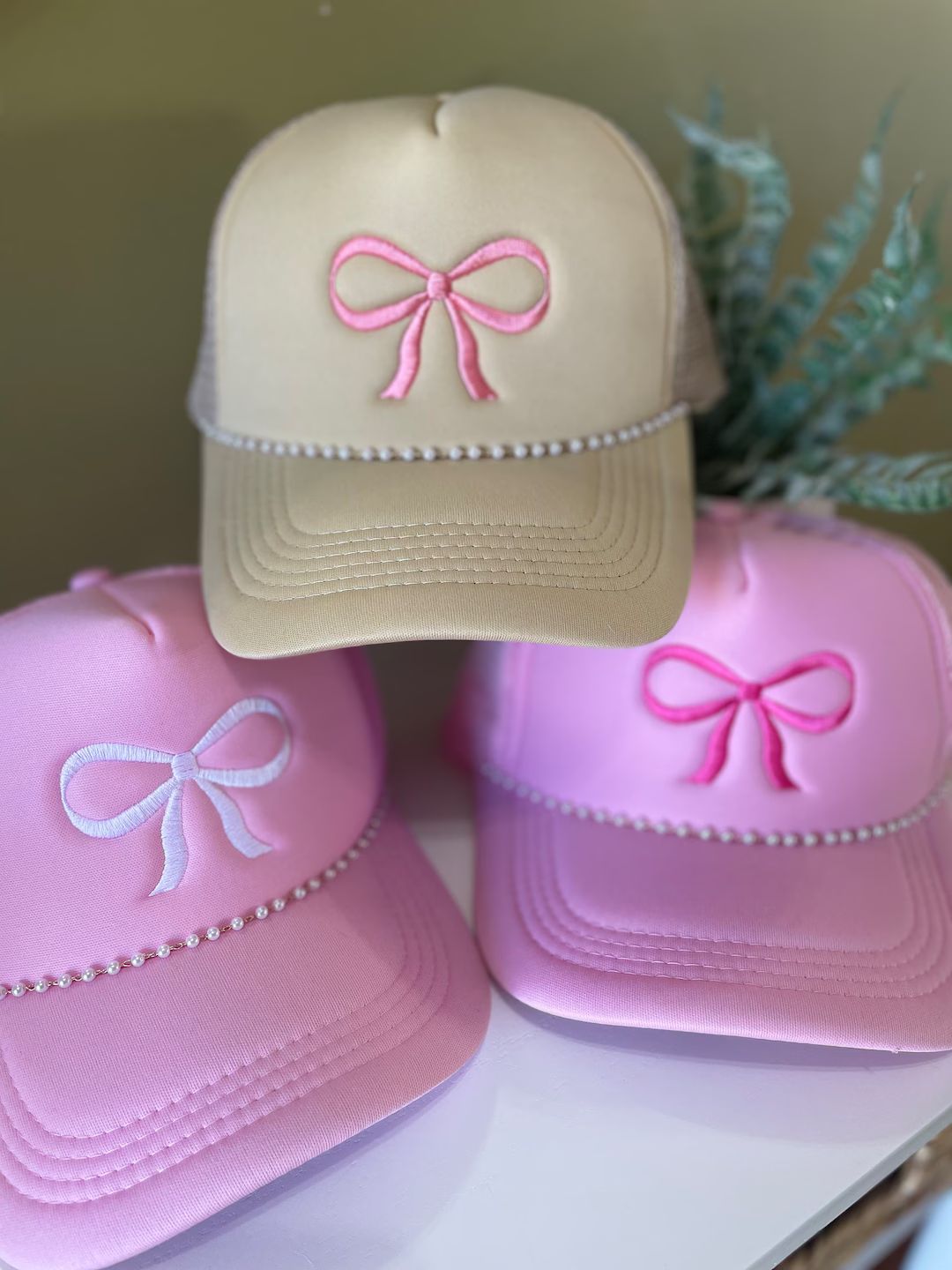 Trendy Coquette Pink Bow Foam Trucker Hat Mother's Day Gift - Etsy | Etsy (US)