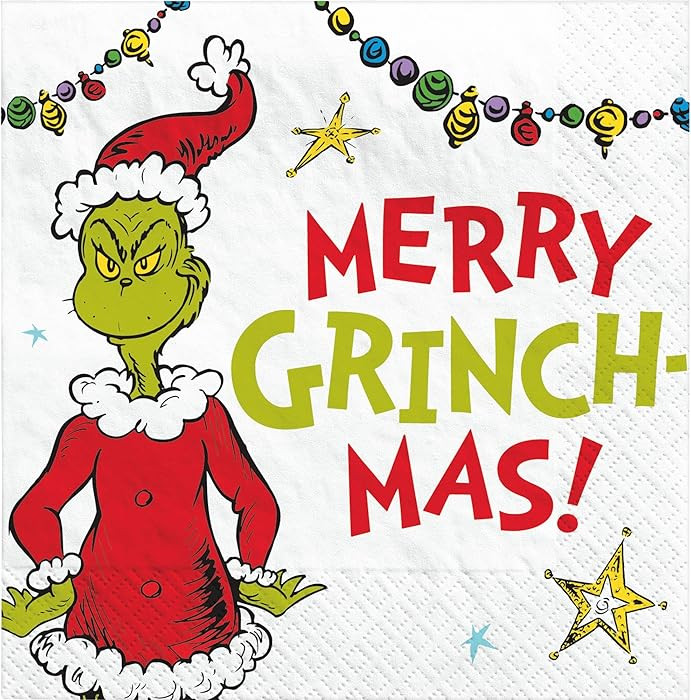 Grinch Christmas Party Beverage Napkins - 32 Count | 2 packs of 16CT Cocktail Napkins | Fun Decor... | Amazon (US)