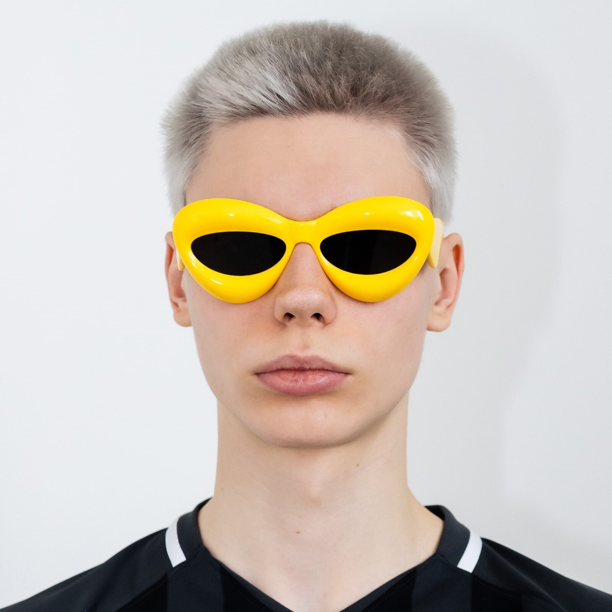 Y2K kiss kiss oversized sunglasses in caution yellow & black | eBay US