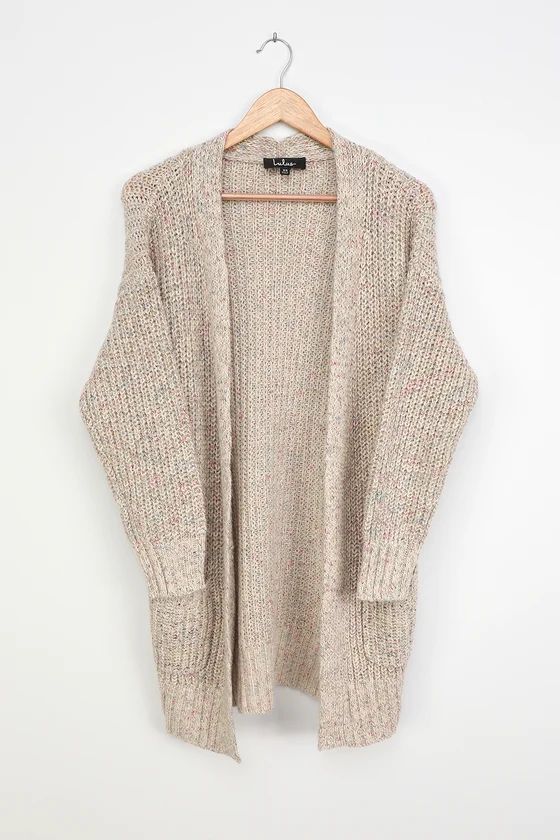 Seasons of Cozy Beige Multi Knit Cardigan Sweater | Lulus (US)