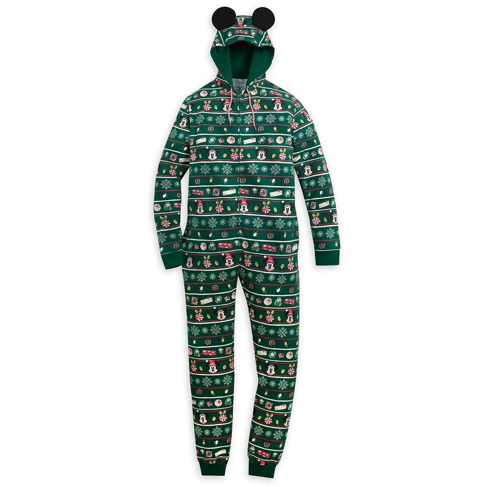 Mickey and Minnie Holiday Family Matching One-Piece Hooded Pajamas for Men – Knit | Disney Store