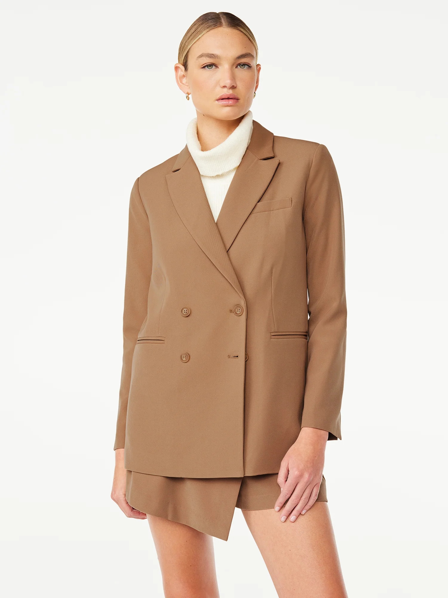 Scoop Women’s Slouchy Double Breasted Blazer, Sizes XS-XXL | Walmart (US)