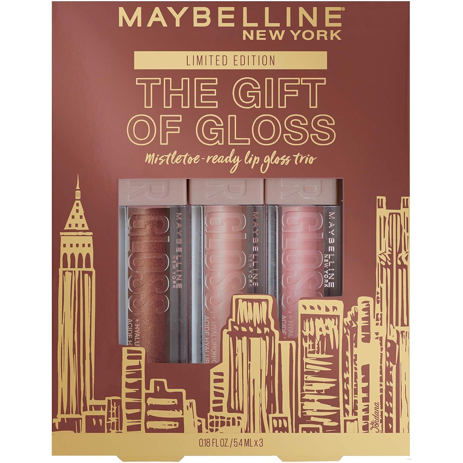 Maybelline The Gift Of Gloss: 3-piece Lip Lifter Gloss Holiday Kit, Lip Makeup Set for Hydrated L... | Amazon (US)