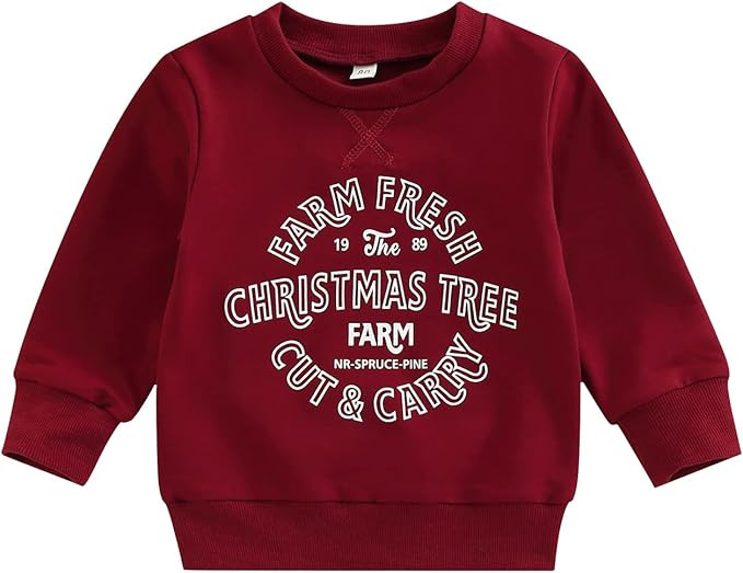 Kids Toddler Baby Girl Boy Christmas Outfit Letter Print Crewneck Sweatshirt Pullover Sweater Chr... | Amazon (US)