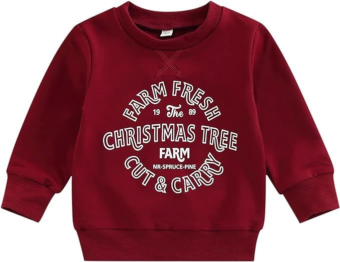 Kids Toddler Baby Girl Boy Christmas Outfit Letter Print Crewneck Sweatshirt Pullover Sweater Chr... | Amazon (US)