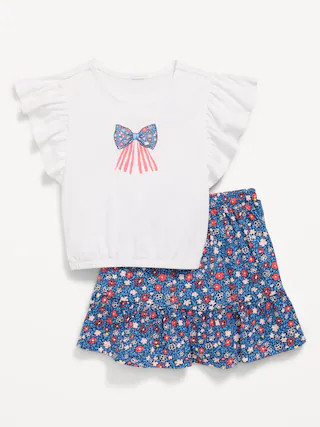 Short-Sleeve Graphic T-Shirt and Skort Set for Toddler Girls | Old Navy (US)