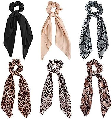 TOBATOBA 6 Pack Leopard Print Big Scrunchies for Hair Long Scrunchies Hair Scarf, Polka Dot Snake... | Amazon (US)