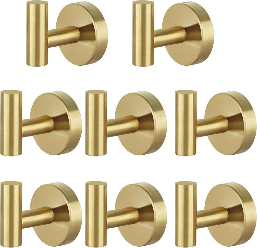 8 Pcs Bathroom Robe Towel Hooks Coat Wall Hook Stainless Steel Heavy Duty Door Hanger Towel Robe ... | Amazon (US)