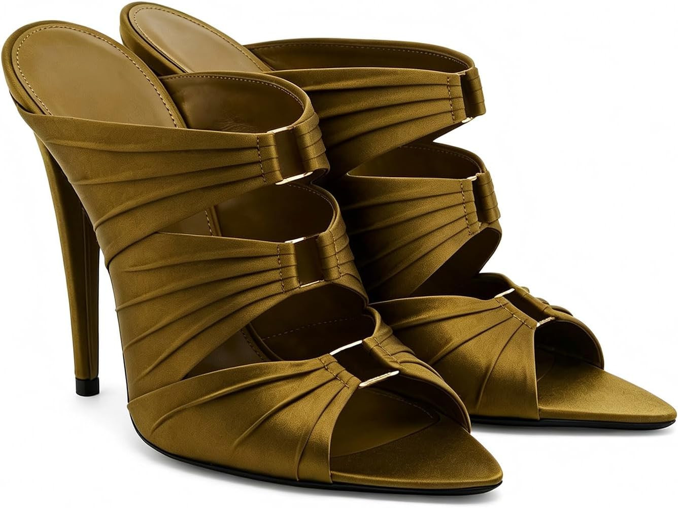 Women's Stiletto High Heels Satin Pointed Toe Slip On Backless Heel Sandals | Amazon (US)