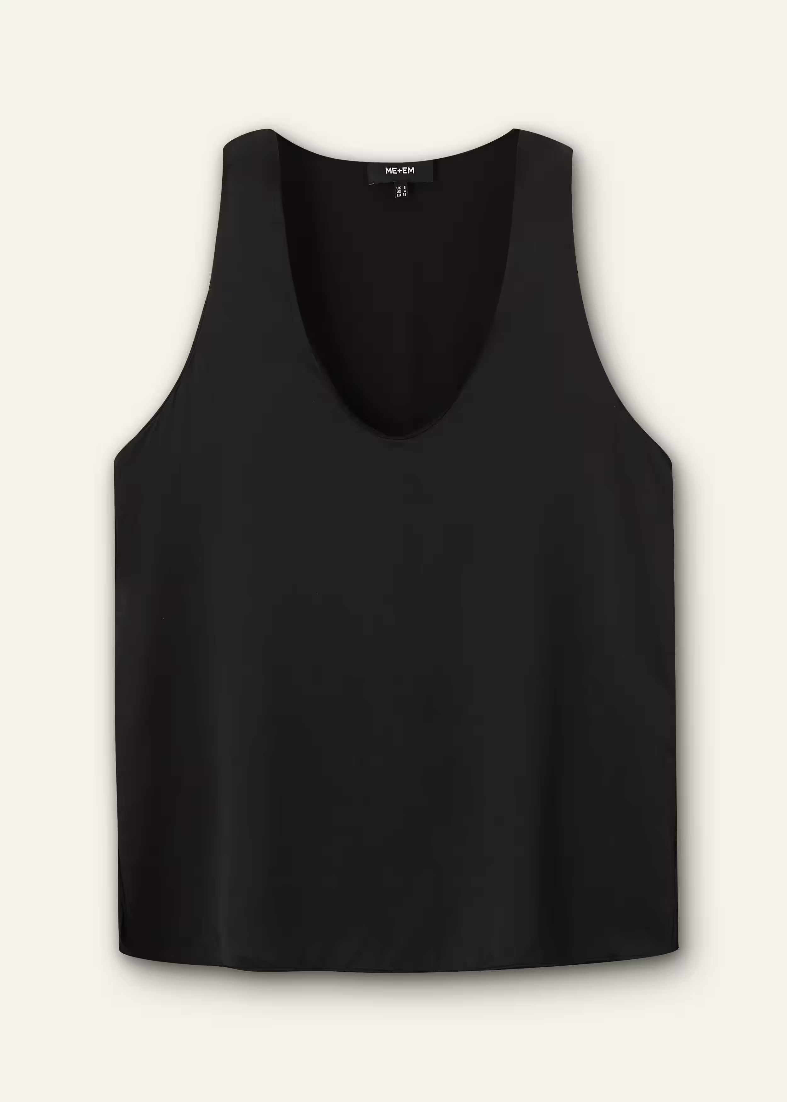 Women's Black Silk Satin Evening Tank Top | ME+EM | ME+EM Global (Excluding US)