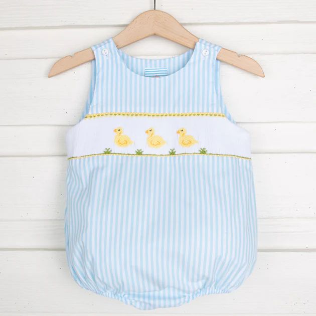 Baby Chick Smocked Sun Bubble Turquoise Stripe | Classic Whimsy