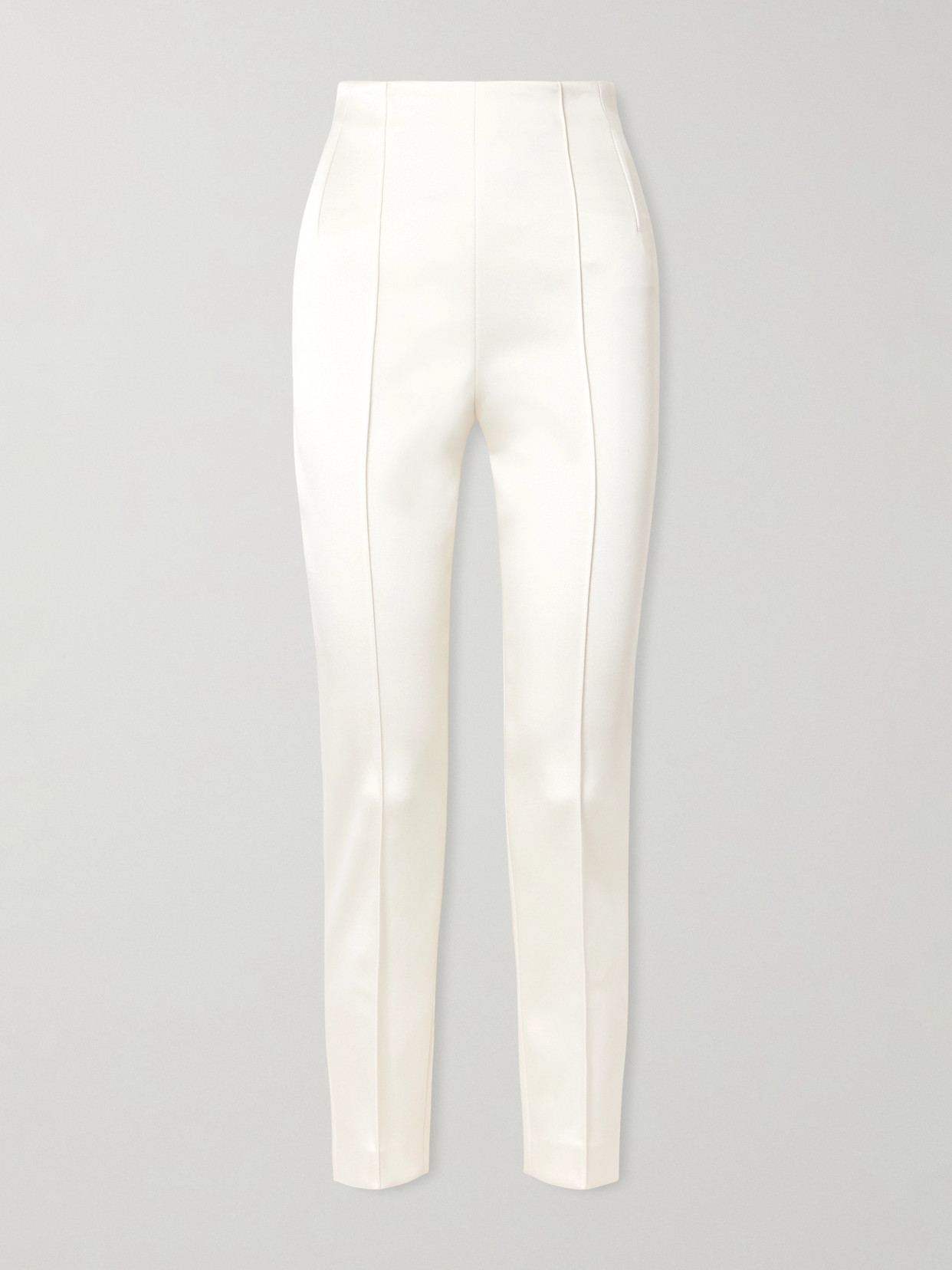 WARDROBE. NYC - Recycled-satin Crepe Tapered Pants - Off-white | NET-A-PORTER (US)