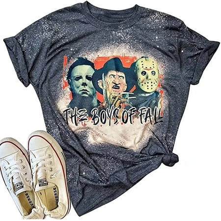 The Boys of Fall Bleached T Shirt for Women Halloween Horror Movies Tee Tops Novelty Graphic Short Sleeve Shirts | Walmart (US)