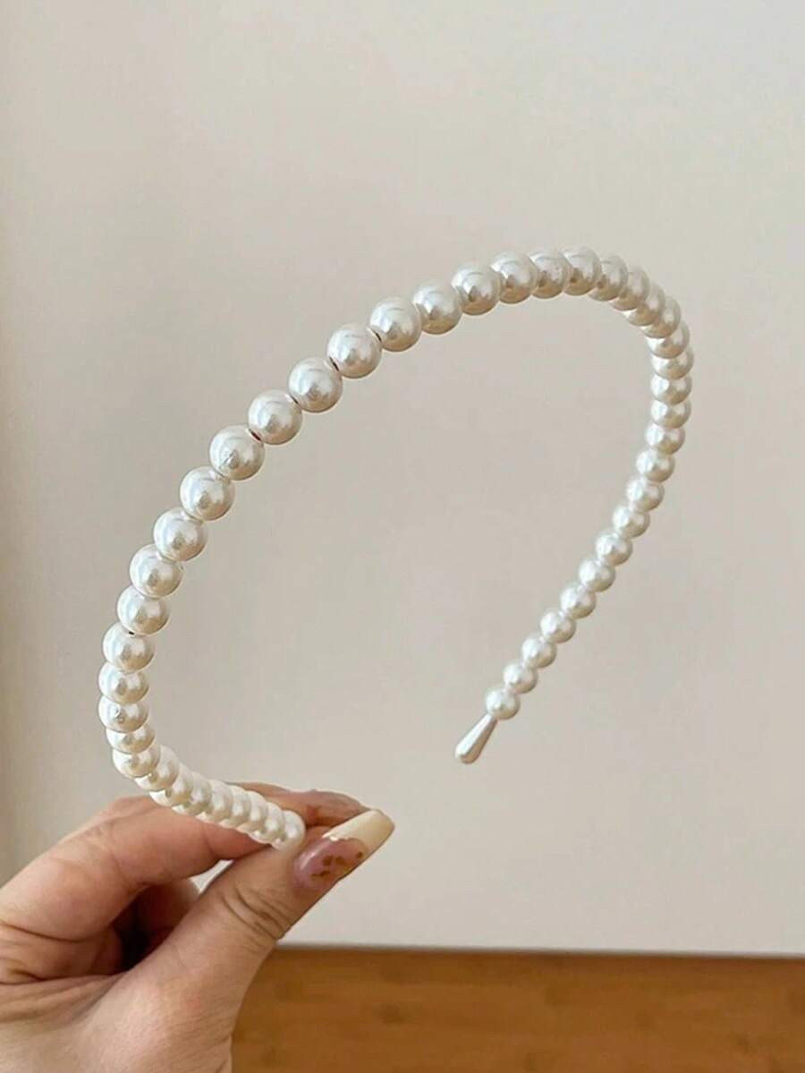 1pc Vintage Pearl Headband, Elegant White Pearl Hair Accessory, Retro Chic Hairband, Suitable For... | SHEIN