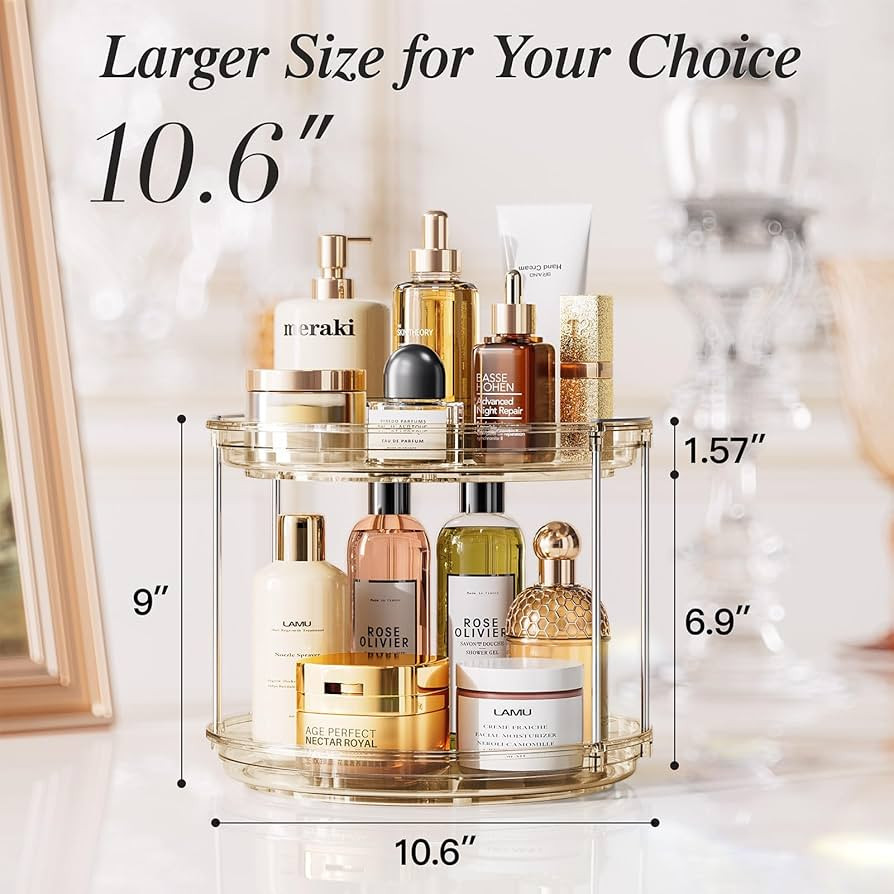 LAMU 2 Tier Lazy Susan Turntable Organizer 10.6'' Rotating Spice Rack Organization for Cabinet, K... | Amazon (US)