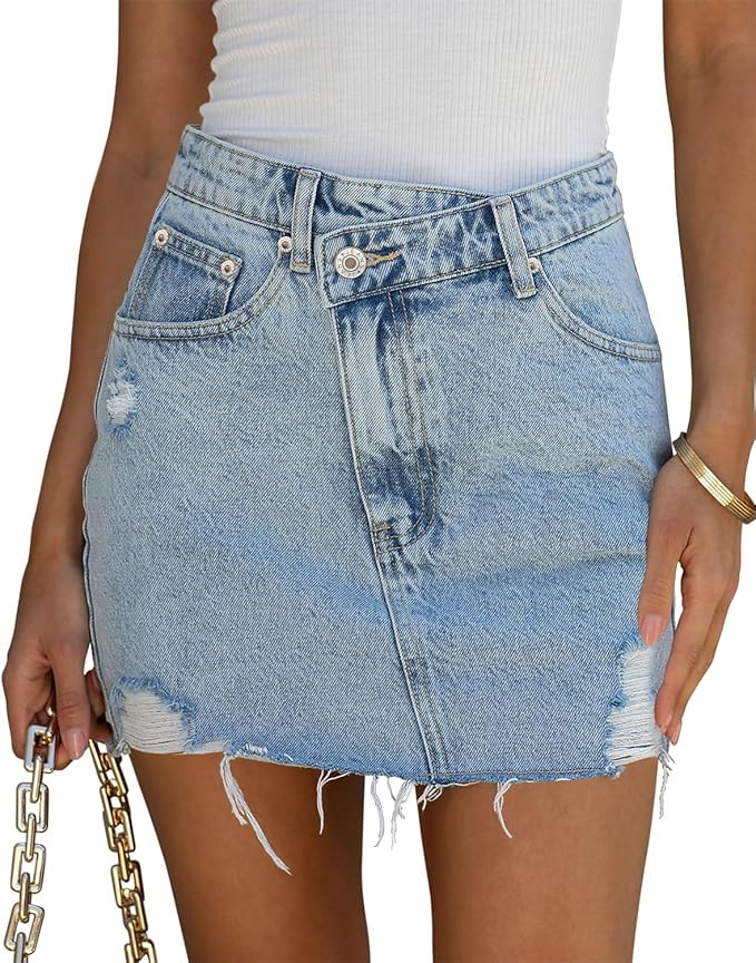 Angerella Skirts for Women Denim Mini Cargo Skirt Mid Rise Button Up Bodycon Y2k Trendy Summer Ca... | Amazon (US)