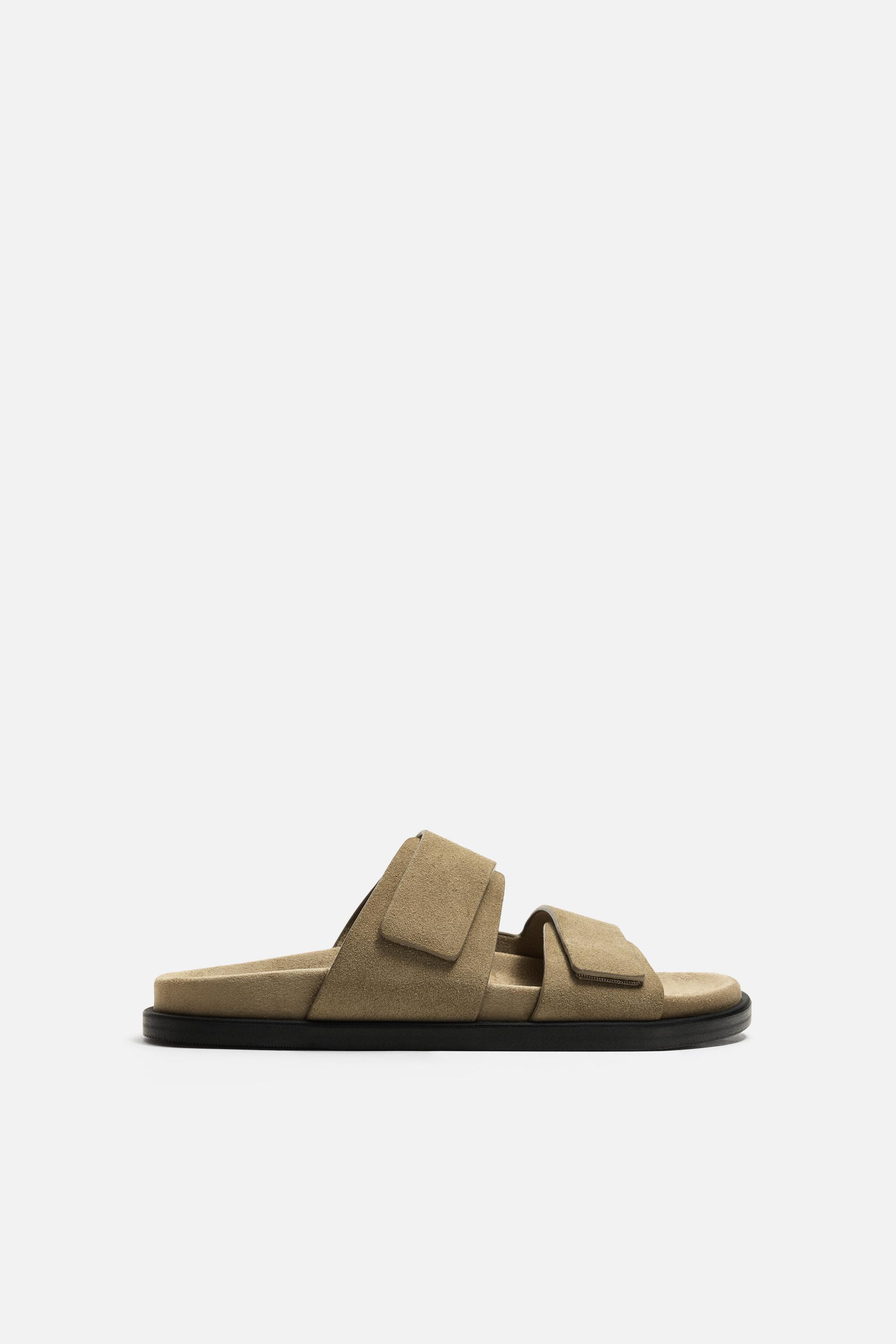 DOUBLE STRAP LEATHER SANDALS | Zara UK