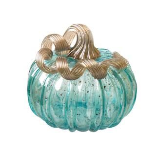 Glitzhome 5.12 in. H Pumpkin Small Glass in Blue 1209002501 - The Home Depot | The Home Depot