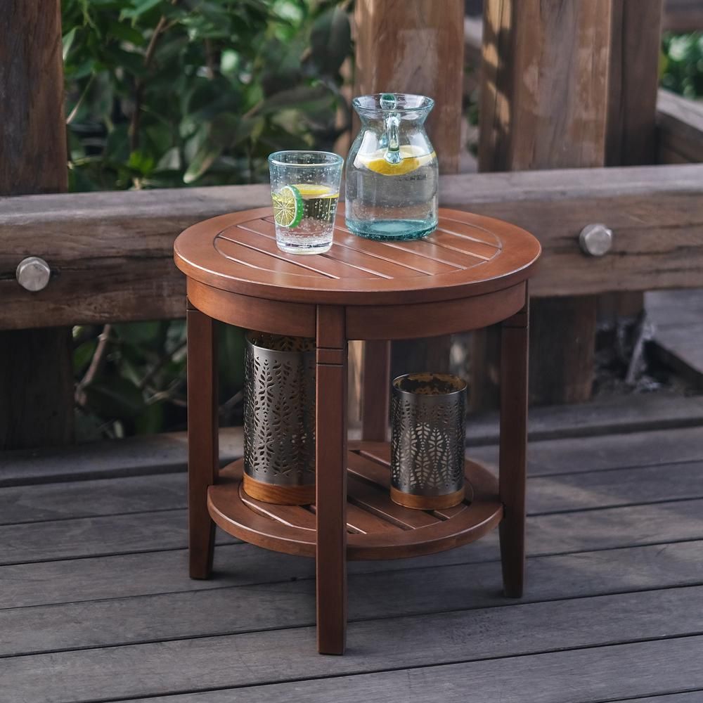 Cambridge Casual Alston Natural Wood Outdoor Side Table | The Home Depot