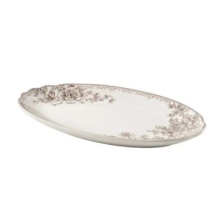 The Pioneer Woman Agatha Stoneware 16-inch Serving Platter, Brown | Walmart (US)