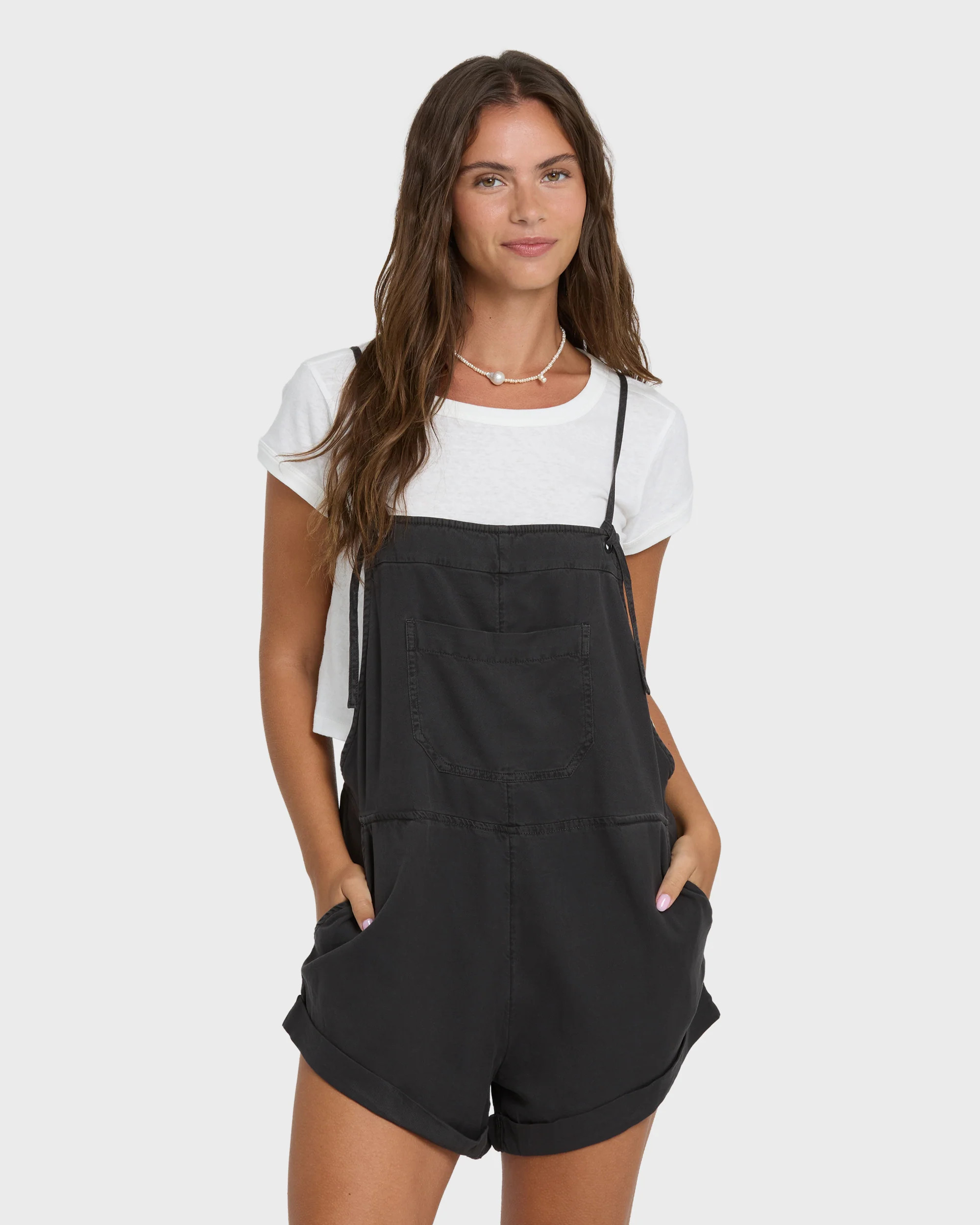 Wild Pursuit Overall Romper - Off Black | Billabong
