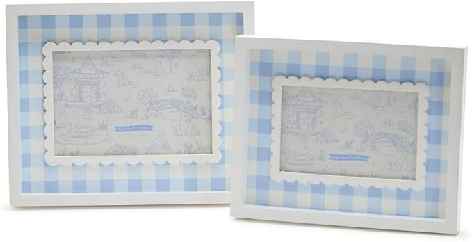 Two's Company Set Of 2 Blue Gingham Photo Frames in 4" X 6" And 5" X 7" Size | Amazon (US)