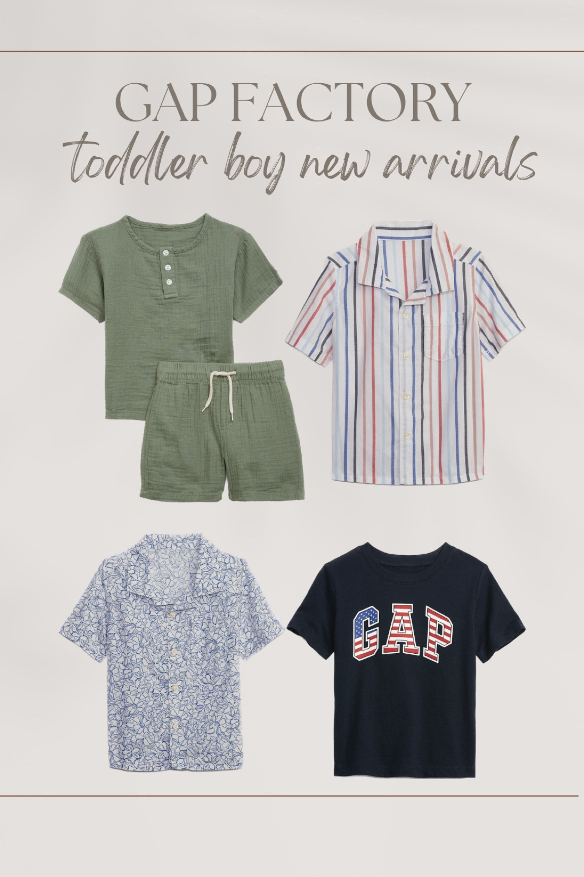 GAP FACTORY / toddler boy new arrivals 

toddler boy | toddler boy style | toddler boy outfits | toddler boy fashion | toddler boy clothes | toddler ootd | toddler clothes | toddler finds | toddler outfit inspo | boy clothes | toddler boy outfit inspo | OOTD | cool toddler boy style | trendy toddler style

#LTKbaby #LTKstyletip #LTKkids