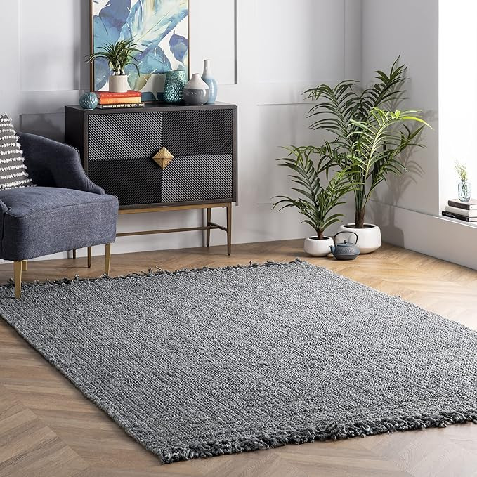 nuLOOM Daniela Farmhouse Chunky Jute Area Rug, 6' x 9', Grey | Amazon (US)