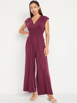 Waist-Defined Shirred Jumpsuit | Old Navy (US)