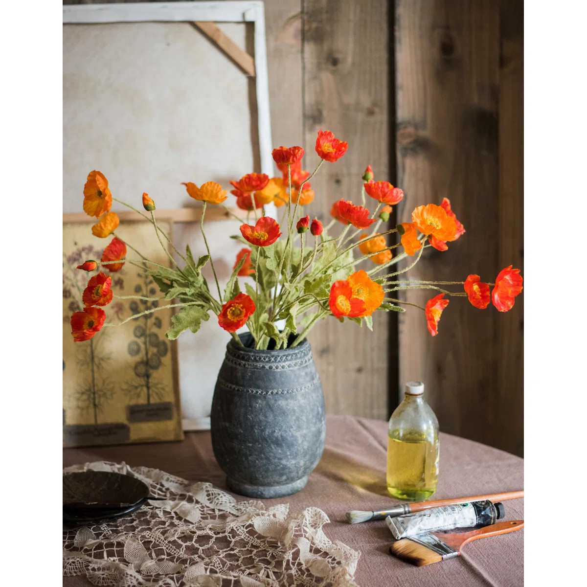Gracie Oaks Silk Flower Common Poppy Spray & Reviews | Wayfair | Wayfair North America