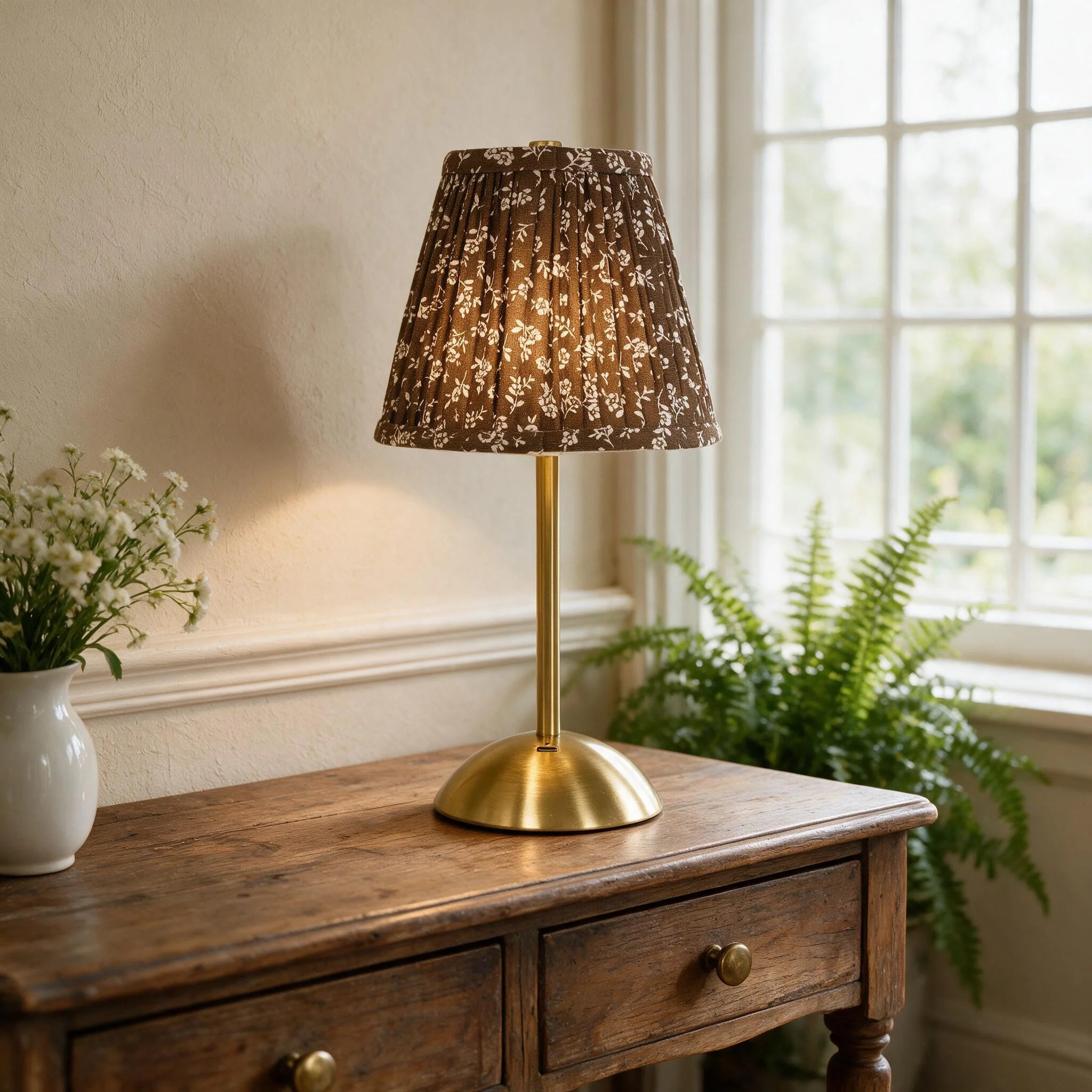 Sterling & Noble Home Brown Floral Rechargeable Table Lamp 11.89in, Cordless Dimmable LED Touch L... | Walmart (US)
