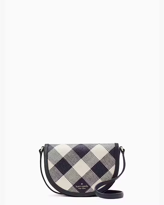 Luna Gingham Crescent Crossbody | Kate Spade Outlet