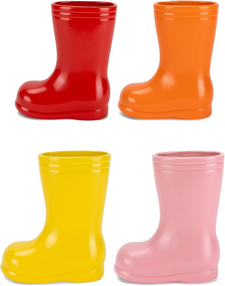 NAT & Jules Bright Colorful 7 inch Ceramic Boot Pot Planter Containers Set of 4 | Amazon (US)