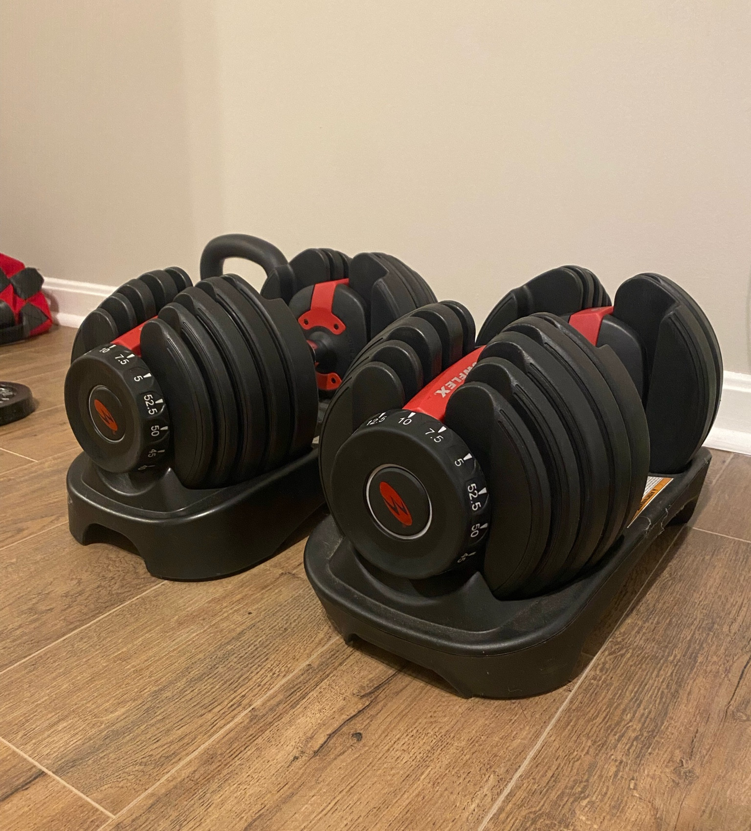 Adjustable dumbbells! I use these daily in our “home gym” and love them. I’ve had them for years. 

#LTKFamily #LTKHome #LTKActive
