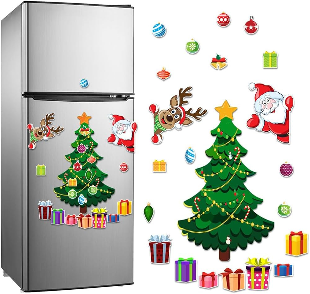 Christmas Refrigerator Magnets Christmas Tree Decoration Magnetic Stickers Christmas Magnets for ... | Amazon (US)