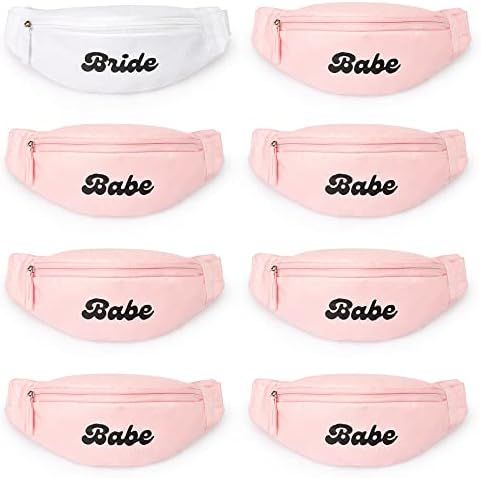 xo, Fetti Bachelorette Party Bride Babe Fanny Packs - 8 pc | Bridesmaid Proposal Box, Pink + Whit... | Amazon (US)