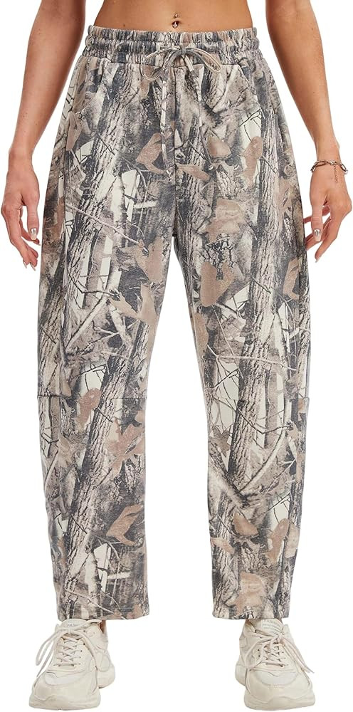 Women Barrel Sweatpants Wide Leg Palazzo Pants Baggy Lounge Sweat Pants Elastic Drawstring Jogger... | Amazon (US)