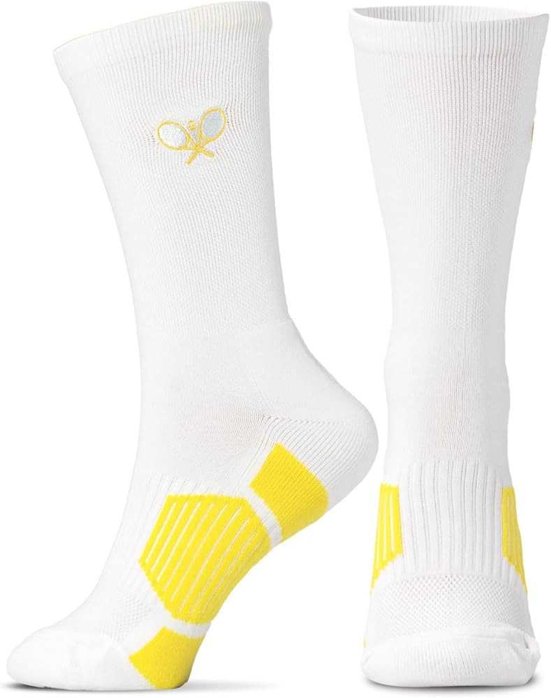 ChalkTalkSPORTS Tennis Crew Socks - Embroidered Crossed Racquets - Multiple Colors - Tennis Mid-C... | Amazon (US)