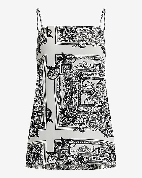 Printed Square Neck Tunic Cami | Express