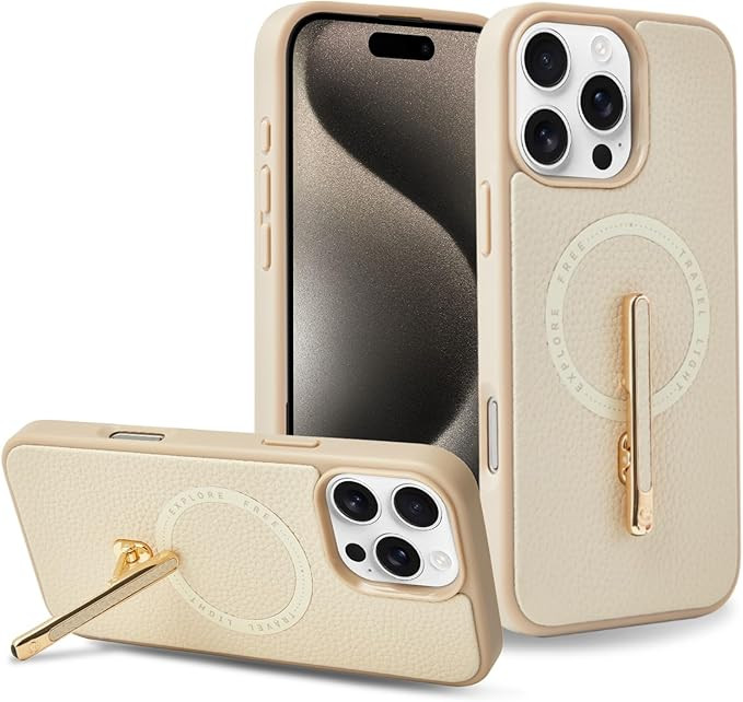 CUSTYPE for iPhone 15 Pro Max 6.7" Case with Stand, Slim Leather Cover with 2-Way Kickstand, Comp... | Amazon (US)