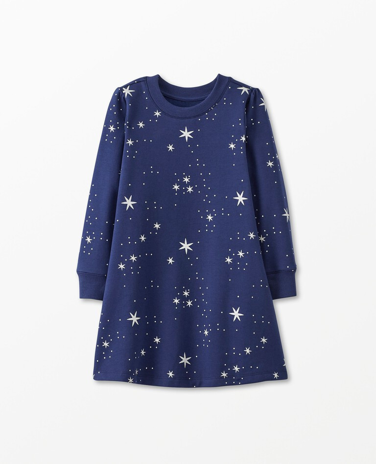 Long Sleeve Foil Print Fleece Dress | Hanna Andersson