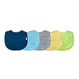 green sprouts Muslin Bibs made from Organic Cotton (5 pack)| 4 absorbent layers protect from sniffles, drips, & drools | 100% Organic cotton muslin, Adjustable snap closure, Machine washable | Amazon (US)